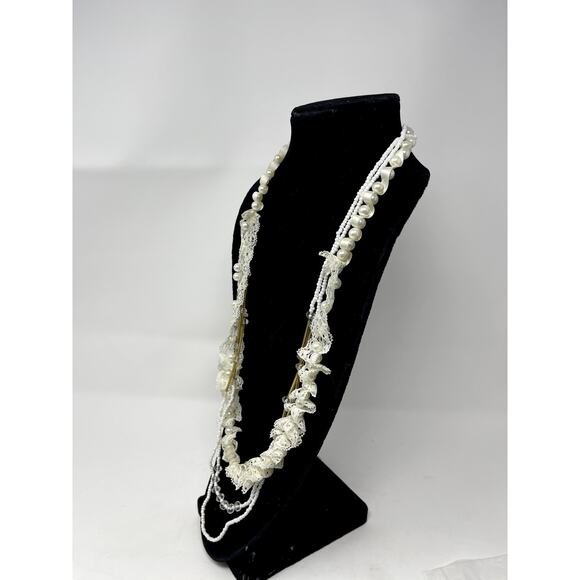 Vintage Lace, Crystal & Pearl Long Layered Necklace ~Wedding ~Victorian - Picture 5 of 10